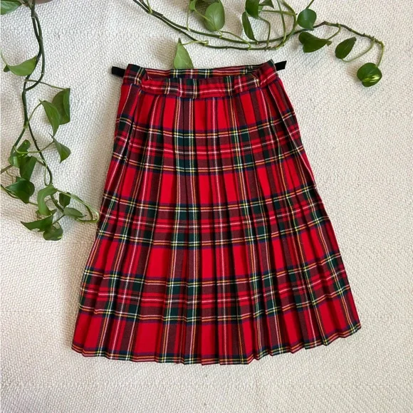 Vintage Plaid Scottish Kilt Style Wool Blend Skirt - Picture 7 of 7